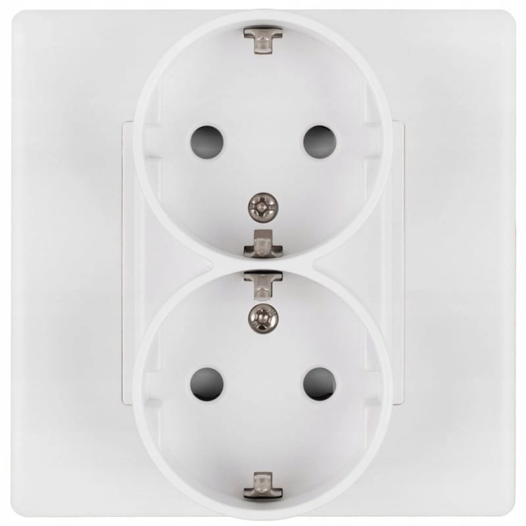 Dubbel Schuko-Stopcontact Wit Met Randaarde Zonder Aardpen Set Met PVC-Afdekraam MIUUN