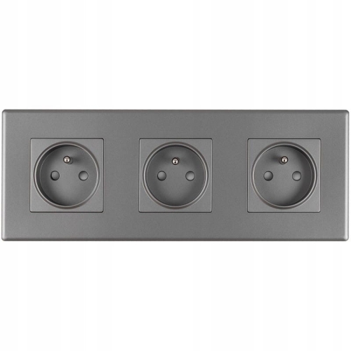 Drievoudig Stopcontact Grijs Set PVC Drievoudig Afdekraam En 3 X Enkel Stopcontact MIUUN