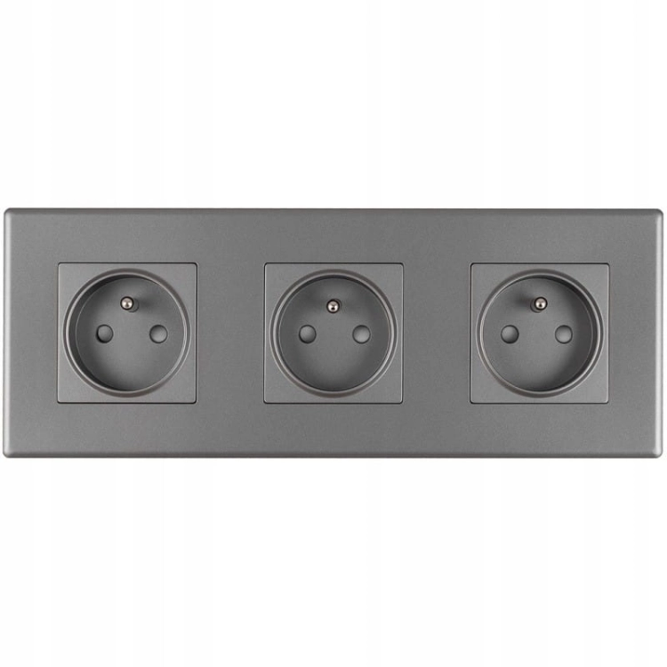 Drievoudig Stopcontact Grijs Set PVC Drievoudig Afdekraam En 3 X Enkel Stopcontact MIUUN
