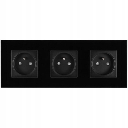 Drievoudig Stopcontact Glas Zwart Set Drievoudig Afdekraam En 3 X Stopcontact