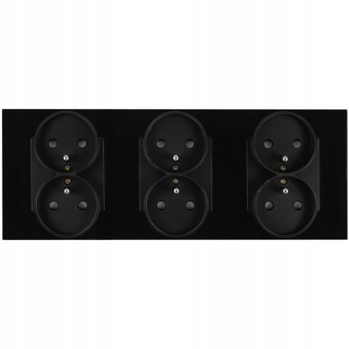 Drievoudig Glazen Stopcontact Zwart Set Drievoudig Afdekraam En 3 X Dubbel Stopcontact MIUUN
