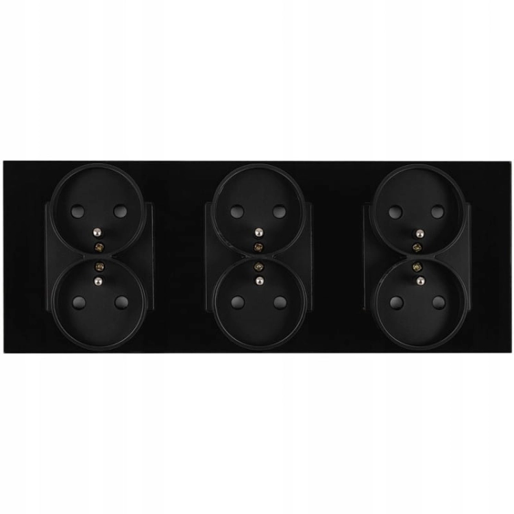 Drievoudig Glazen Stopcontact Zwart Set Drievoudig Afdekraam En 3 X Dubbel Stopcontact MIUUN