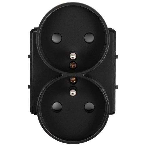 Module Dubbel Stopcontact Met Aardpen Zwart Voor Afdekramen MIUUN