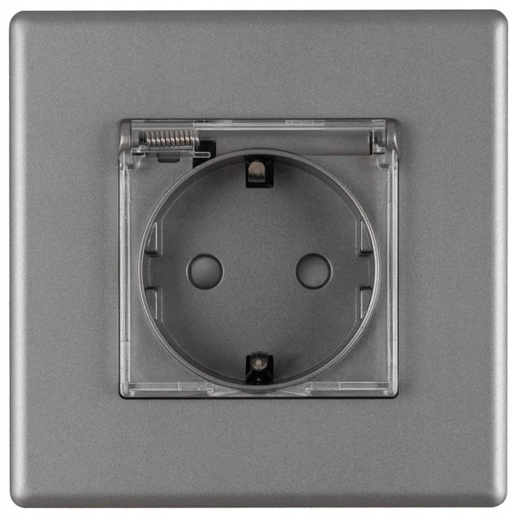 Grijs Badkamerstopcontact Met Klep Schuko Met Randaarde Zonder Aardpen Set Met PVC-Afdekraam MIUUN
