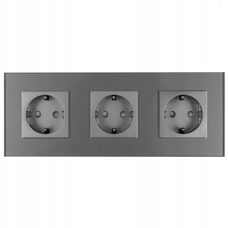 Drievoudig Glazen Schuko-Stopcontact Grijs Set Drievoudig Afdekraam En 3 X Enkel Stopcontact MIUUN