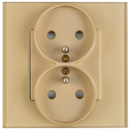 Stopcontact Met Aardpen Dubbel Glas Goud MIUUN
