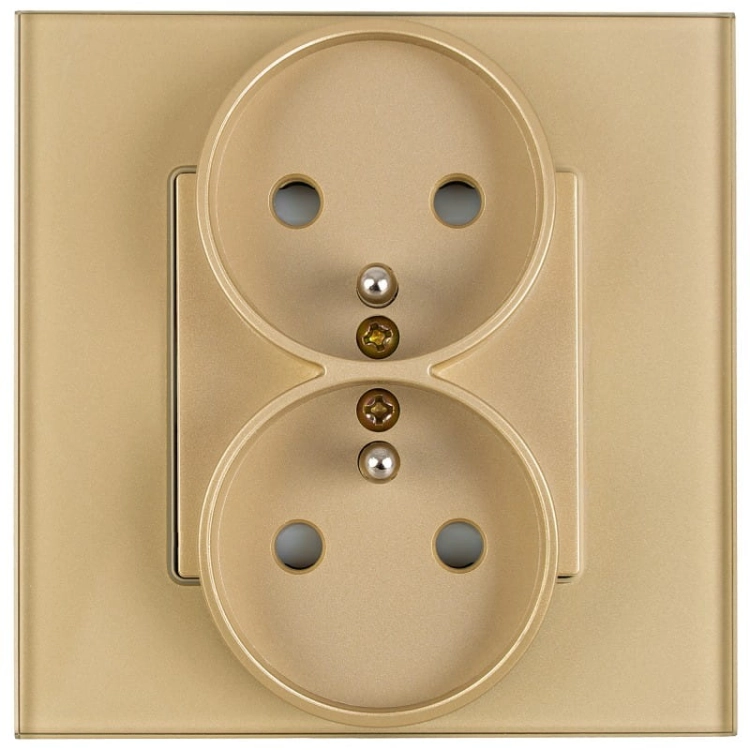 Stopcontact Met Aardpen Dubbel Glas Goud MIUUN