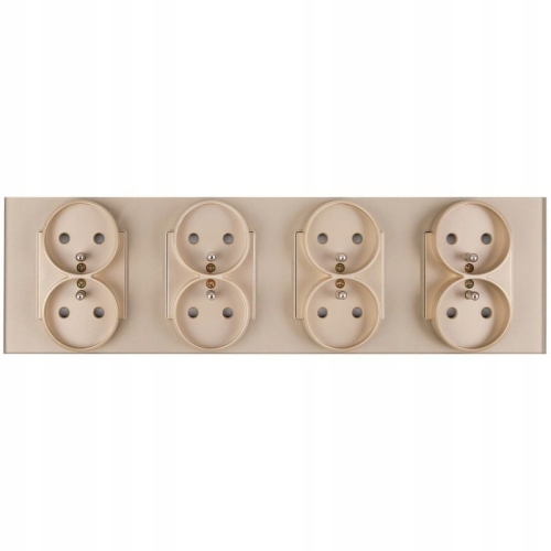 Viervoudig Glazen Stopcontact Goud Set Afdekraam En 4 X Dubbel Stopcontact