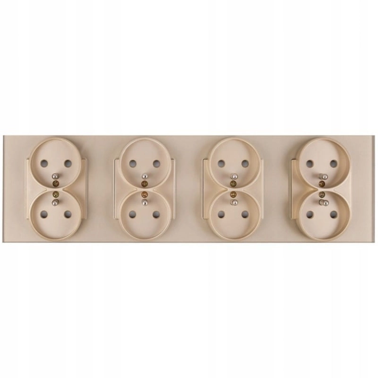 Viervoudig Glazen Stopcontact Goud Set Afdekraam En 4 X Dubbel Stopcontact