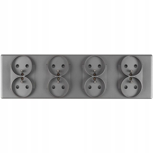 Viervoudig Stopcontact Grijs Met Aardpen Set PVC Viervoudig Afdekraam 4 X Dubbel Stopcontact MIUUN