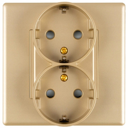 Dubbel Schuko-Stopcontact Met Aarding Zonder Aardpen Goud Set Met PVC-Afdekraam MIUUN