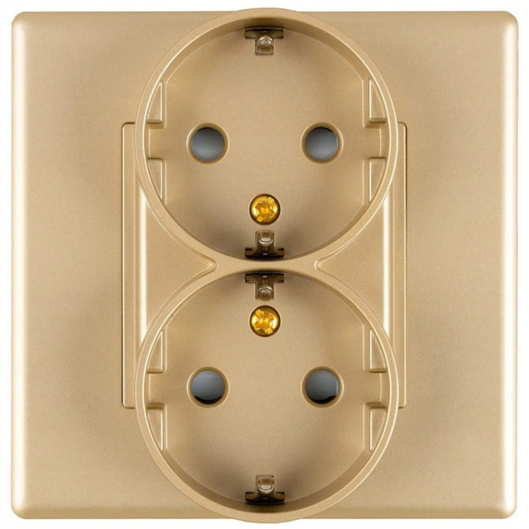 Dubbel Schuko-Stopcontact Met Aarding Zonder Aardpen Goud Set Met PVC-Afdekraam MIUUN
