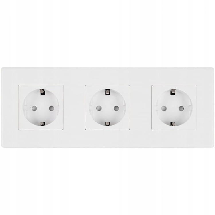 Drievoudig Schuko-Stopcontact Wit PVC-Afdekraam Drievoudig En 3 X Stopcontact