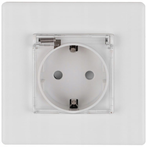 Schuko-Stopcontact Wit Met Klep Voor Badkamer Met Randaarde Zonder Aardpen Set Met PVC-Afdekraam MIUUN
