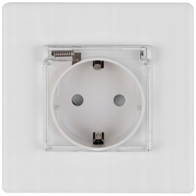 Schuko-Stopcontact Wit Met Klep Voor Badkamer Met Randaarde Zonder Aardpen Set Met PVC-Afdekraam MIUUN