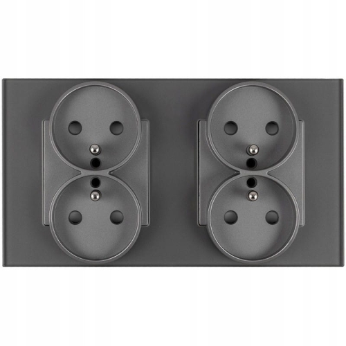 Dubbel Glazen Stopcontact Grijs Set Tweevoudig Afdekraam En 2 X Dubbel Stopcontact MIUUN