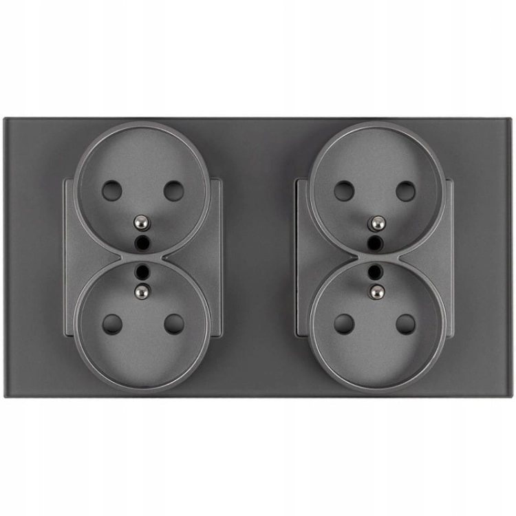 Dubbel Glazen Stopcontact Grijs Set Tweevoudig Afdekraam En 2 X Dubbel Stopcontact MIUUN