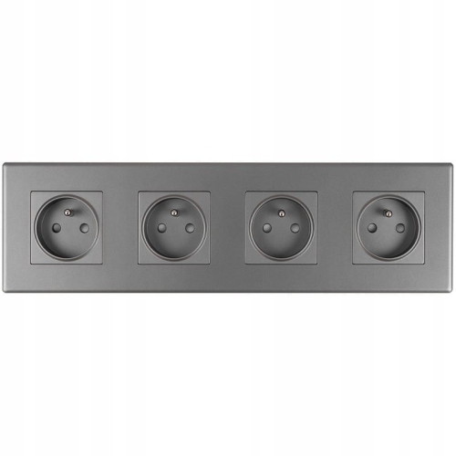 Viervoudig Stopcontact Grijs Met Aardpen Set PVC Viervoudig Afdekraam 4 X Enkel Stopcontact MIUUN