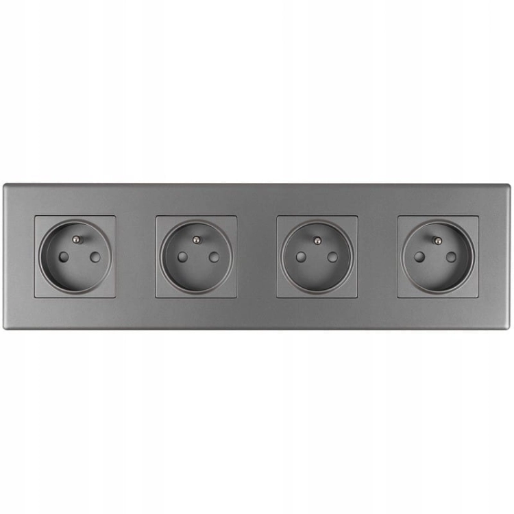 Viervoudig Stopcontact Grijs Met Aardpen Set PVC Viervoudig Afdekraam 4 X Enkel Stopcontact MIUUN