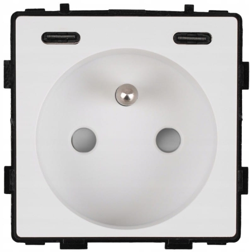 Module Stopcontact Met Aardpen Wit + USB-Lader C+C 20W Voor Afdekramen MIUUN