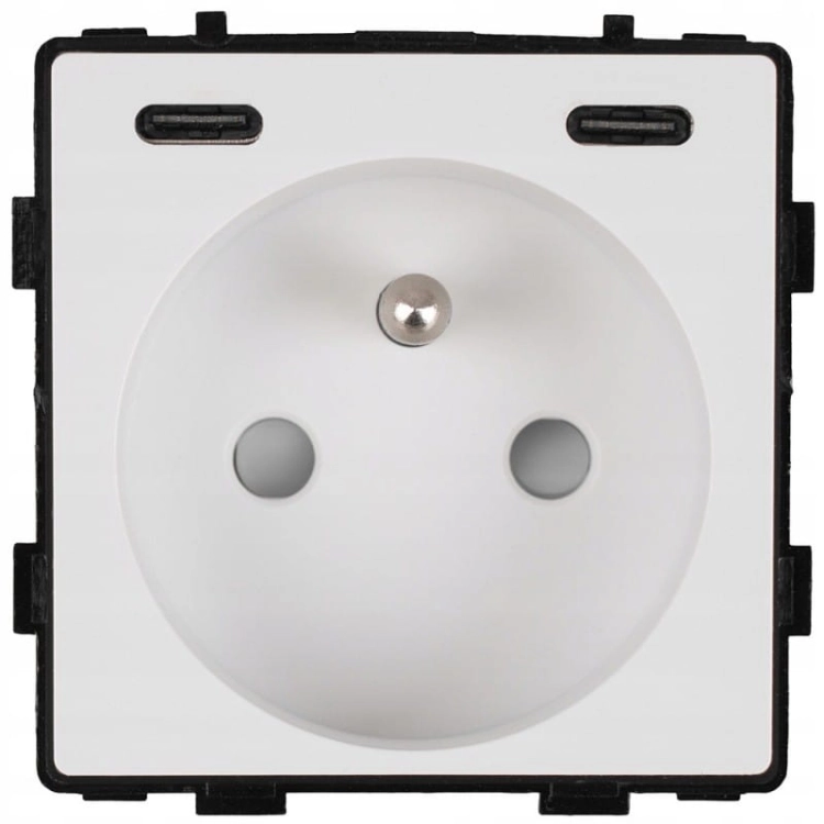 Module Stopcontact Met Aardpen Wit + USB-Lader C+C 20W Voor Afdekramen MIUUN