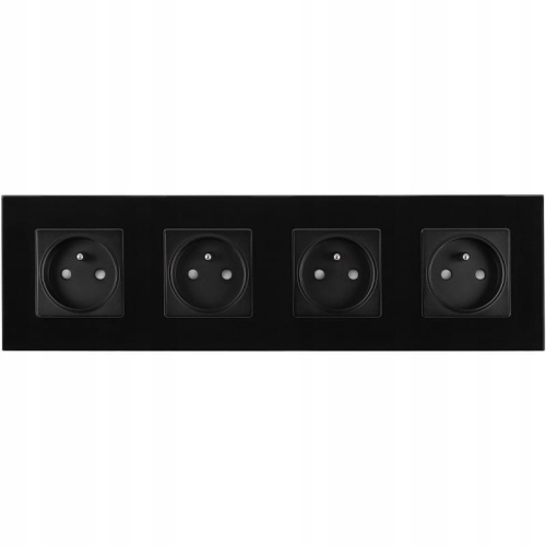 Viervoudig Stopcontact Glas Zwart Set Viervoudig Afdekraam 4 X Stopcontact