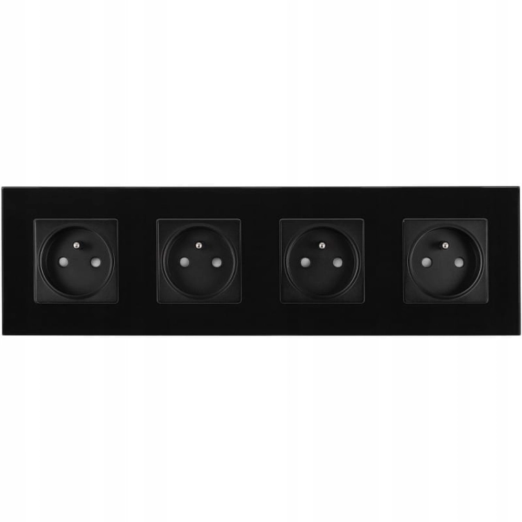 Viervoudig Stopcontact Glas Zwart Set Viervoudig Afdekraam 4 X Stopcontact