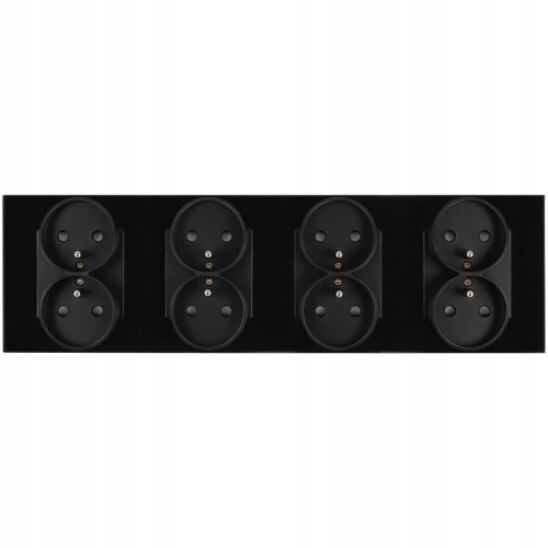 Viervoudig Glazen Stopcontact Zwart Set Viervoudig Afdekraam 4 X Dubbel Stopcontact MIUUN
