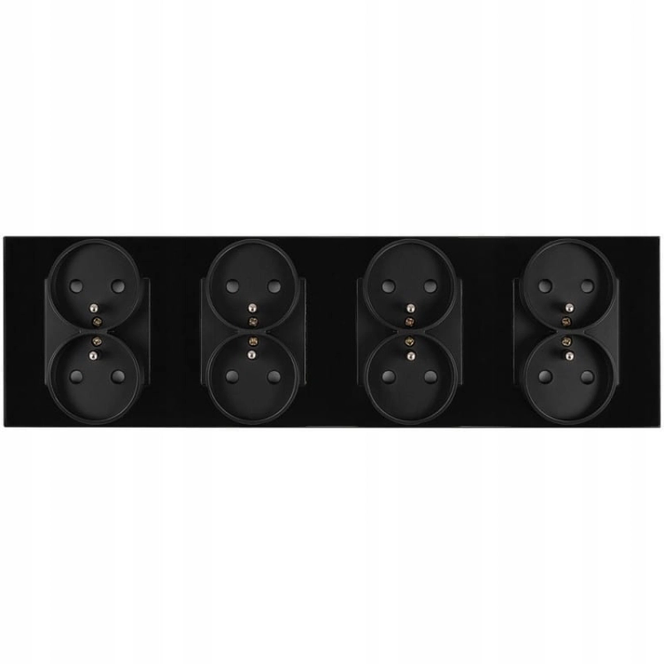 Viervoudig Glazen Stopcontact Zwart Set Viervoudig Afdekraam 4 X Dubbel Stopcontact MIUUN