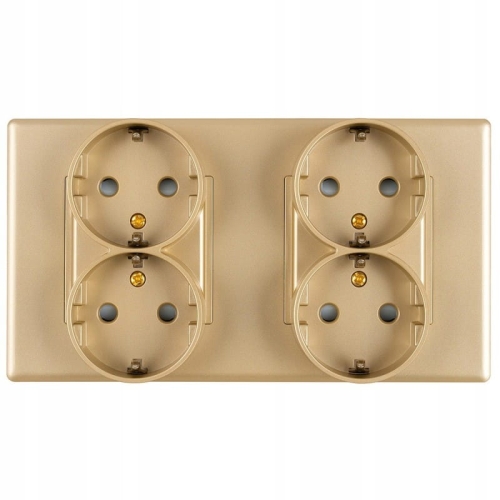 Viervoudig Schuko-Stopcontact Goud PVC Tweevoudig Afdekraam En 2 X Stopcontact MIUUN
