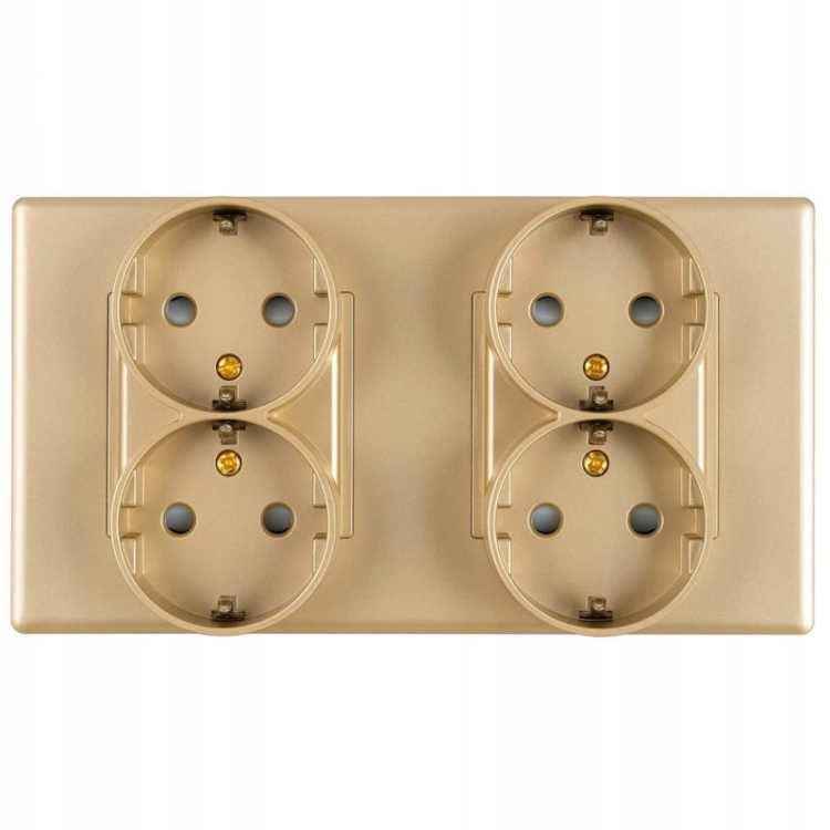 Viervoudig Schuko-Stopcontact Goud PVC Tweevoudig Afdekraam En 2 X Stopcontact MIUUN