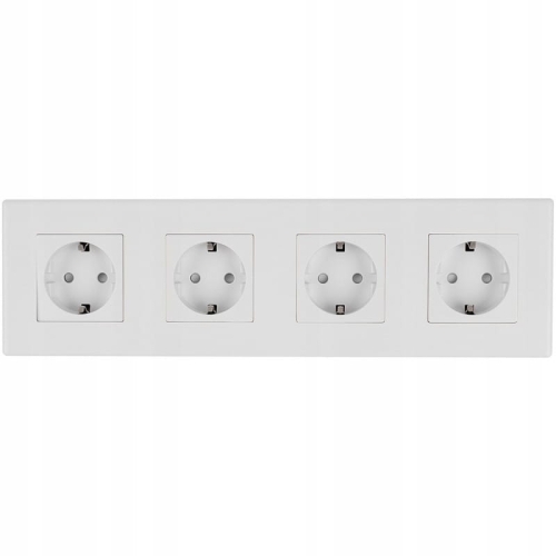Viervoudig Schuko-Stopcontact Wit PVC-Afdekraam Viervoudig En 4 X Stopcontact