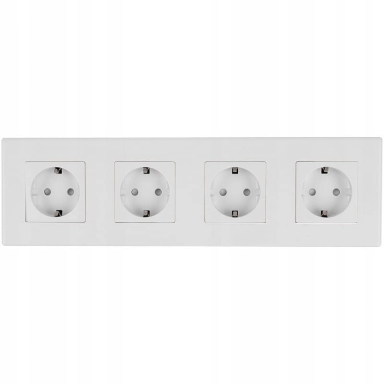 Viervoudig Schuko-Stopcontact Wit PVC-Afdekraam Viervoudig En 4 X Stopcontact