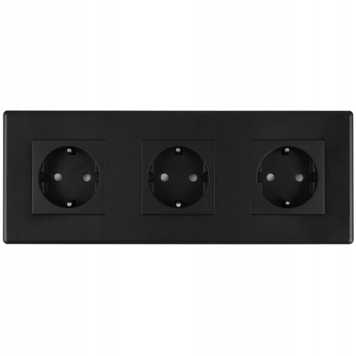 Drievoudig Schuko-Stopcontact Zwart PCV Drievoudig Afdekraam En 3 X Stopcontact