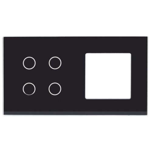 Afdekraam Touchpaneel Tweevoudig 4+S Glas Zwart