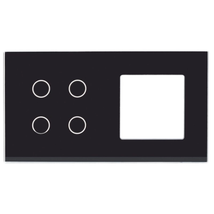 Afdekraam Touchpaneel Tweevoudig 4+S Glas Zwart