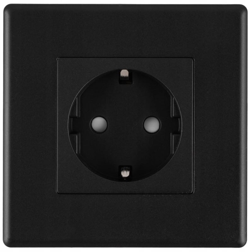 Schuko-Stopcontact Zwart Met Randaarde Zonder Aardpen Set Met PVC-Afdekraam MIUUN