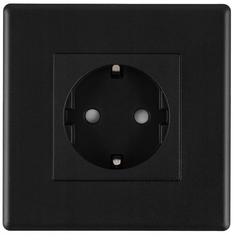 Schuko-Stopcontact Zwart Met Randaarde Zonder Aardpen Set Met PVC-Afdekraam MIUUN