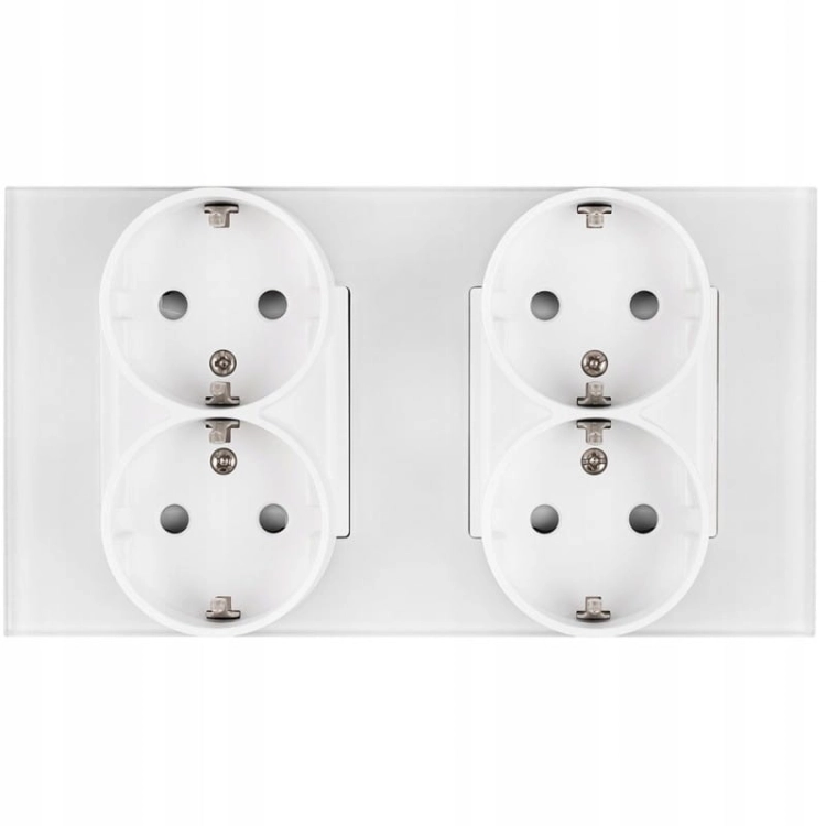 Dubbel Viervoudig Schuko-Stopcontact Glas Wit Tweevoudig Afdekraam