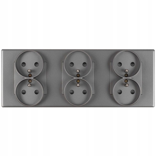 Drievoudig Stopcontact Grijs Set PVC Drievoudig Afdekraam En 3 X Dubbel Stopcontact MIUUN