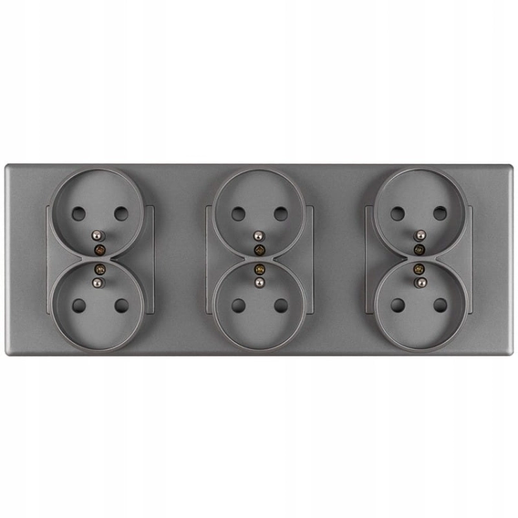 Drievoudig Stopcontact Grijs Set PVC Drievoudig Afdekraam En 3 X Dubbel Stopcontact MIUUN