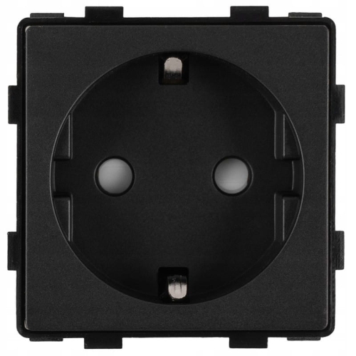 Module Enkel Schuko-Stopcontact Met Randaarde Zonder Aardpen Zwart Voor Afdekramen MIUUN