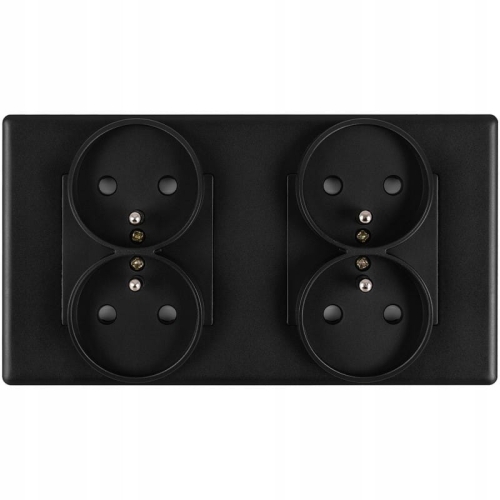 Dubbel Stopcontact Zwart Set PVC Tweevoudig Afdekraam En 2 X Dubbel Stopcontact MIUUN