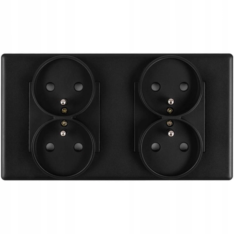 Dubbel Stopcontact Zwart Set PVC Tweevoudig Afdekraam En 2 X Dubbel Stopcontact MIUUN