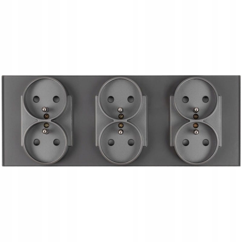 Drievoudig Glazen Stopcontact Grijs Set Drievoudig Afdekraam En 3 X Dubbel Stopcontact MIUUN