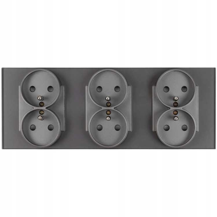 Drievoudig Glazen Stopcontact Grijs Set Drievoudig Afdekraam En 3 X Dubbel Stopcontact MIUUN